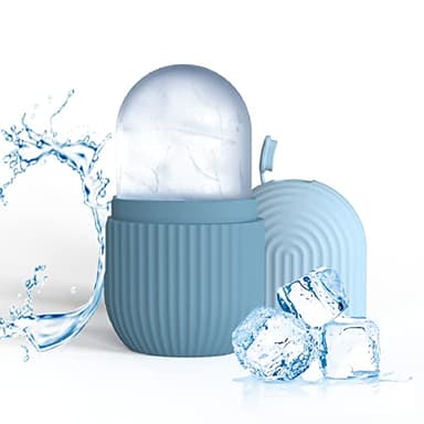 Joyeee Ice Roller, massage de la glace pour les yeux réutilisable, beauté du visage, soins de la peau compresse de glace rétrécit les pores réduit les poches améliore l'élasticité de la peau. (Bleu)