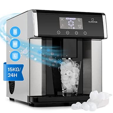 Klarstein Machine a Glacons pour la Maison, Capacité de 3L, Fabrique Rapidement Jusqu'à 15kg de Glacons, Machine à Glaçons de 3 Tailles en Forme de Balles, Ice Maker avec Alarme et Facile à Nettoyer