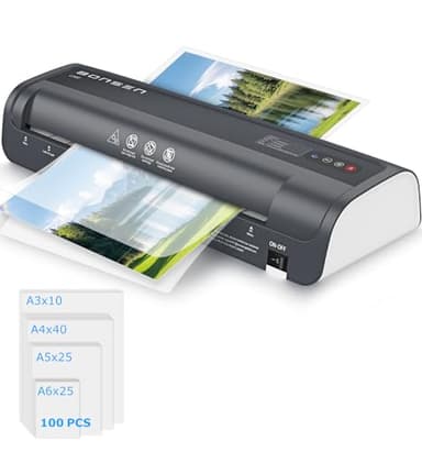 BONSEN Plastifieuse A3 avec Technologie Anti-Blocage, 100 Pochettes Incluses, Température NTC Précise, Plastification Rapide pour Maison, École, Bureau – Idéale pour Enseignants, Bureaux et DIY, L3402