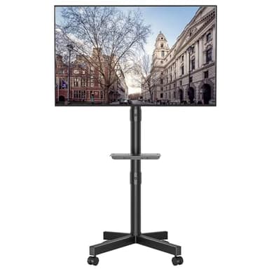 BONTEC Support TV roulettes Support Tele Mobile pour Téléviseurs Plasma/LCD/LED de 23" à 60" avec Étagère, Support TV sur Pied avec roulettes Réglable en Hauteur jusqu'à 40 kg, Max VESA 400x400mm