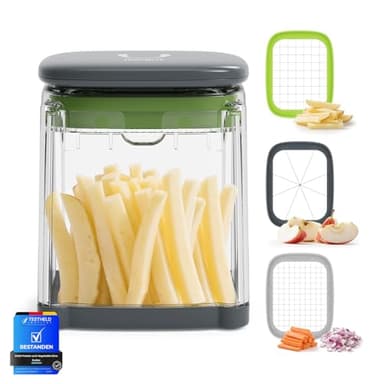 Ibergrif M523 Coupe Frite, 3 in 1 Manual Decoupe Frite, Coupe Pomme de Terre pour un Nettoyage Facile, Coupe Patate Frite pour une Coupe Rapide et Facile des Pommes de Terre, Carottes, Pommes, etc.