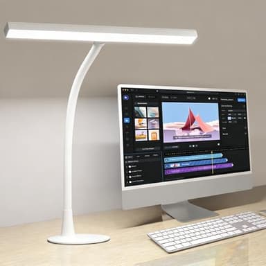 NovoLido Lampe de Bureau LED, Lampe Ecran PC 1000LM, Lampe Architecte avec 3 Modes de Couleur&10 Niveaux de Luminosité, Col de Cygne Flexible à 360°, Protection des Yeux, 10W Desk Lamp (Blanc)