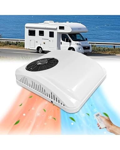 Climatiseur de toit pour RV 9500 BTU Chauffage et refroidissement, 12 Volt DC AC, Compresseurs Brushless, Ultra-Quiet pour camion, camping-cars, caravane, remorques et motorhome