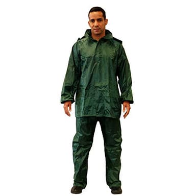 Gahibre Combinaison de pluie complète pliable et légère pour travail imperméable Pantalon et veste Vert Taille L