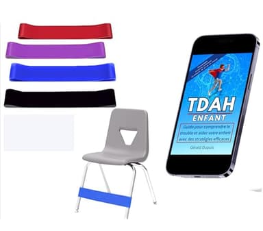 Seka-Planet Bandes élastiques de Chaise pour Enfants TDAH, 4 pièces, Latex Naturel, avec eBook éducatif