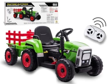 Teorema Giocattoli Teorema 66692 Tracteur électrique 12 V à chevaucher pour Enfants, avec lumières, Sons, remorque, Lecteur MP3, entrée auxiliaire, USB et Radio Commande
