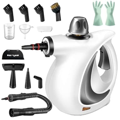 Nettoyeur à Vapeur Aquanevo, Nettoyeur Vaporisateur a Main, Nettoyeur Haute Pression, Pression de Vapeur de 3,2 Bars avec 12 Accessoires (Blanc)
