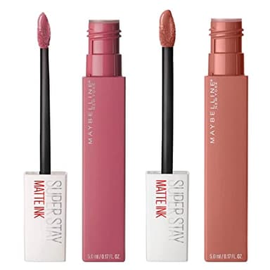 Maybelline New York SuperStay Matte Ink Teinte à Lèvres Couleur 15 Lover + SuperStay Matte Ink Teinte à Lèvres Couleur 65 Seductress - 2 Rouges à Lèvres avec Applicateur de Pointe