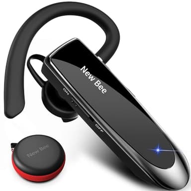 New Bee Main Libre Bluetooth Oreillette, Casque sans Fil Bluetooth avec Microphone 60 Jours en Veille Casque Mains Libres avec Microphone pour iPhone, Samsung, HTC, LG, Sony, PC (Noir)