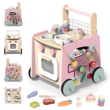 VITONIS Trotteur Bébé en Bois, Chariot de Marche Bebe en Bois, Jouet en Bois Centre d'activité pour Enfant, Baby Walker, Cadeau pour Garçons et Filles