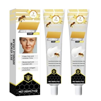 2 Crèmes Antirides au Venin d’Abeille, Crème au Venin d’Abeille Raffermissante et Rajeunissante,Lot Hydratant Anti-Âge pour Visage & Cou, Crème Visage & Cou pour Tous Types de Peau, 20 g