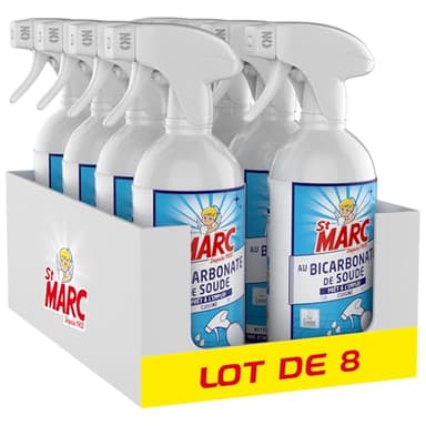 St Marc Nettoyant Ménager Spray Dégraissant au Bicarbonate de Soude lot de 8x500mL - Nettoie, Décrasse et Dégraisse
