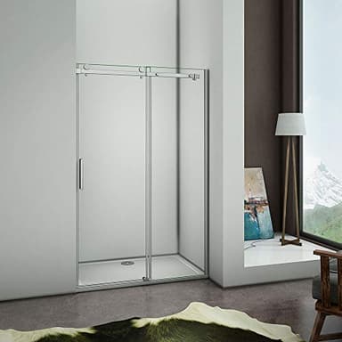 Aica porte de douche coulissante 140x195cm,paroi de douche,8mm verre trempé anticalcaire,installation en niche