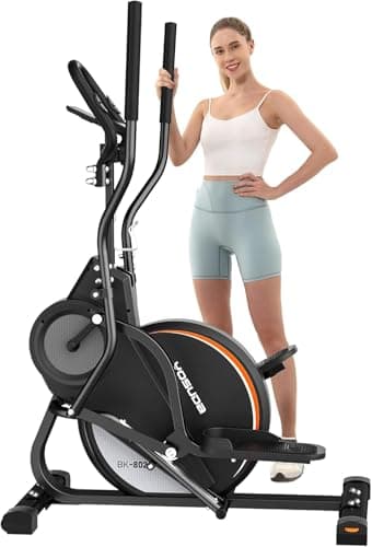 YOSUDA Velo Elliptique, 3-en-1 (Vélo elliptique + Stepper + Escalier Sport), 16 Niveaux de résistance, Volant d'inertie de 8kg, résistance magnétique Ultra silencieuse, Inclinaison de 45°, LCD
