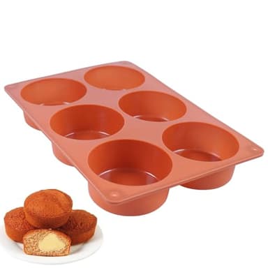 Holzsammlung Lot De 1 Moules Ronds En Silicone Pour Biscuits Au Chocolat, 6 CavitéS Cylindriques, Pour Muffins, Cupcakes, Brownies, Pudding 26,8 X 18,1 X 3,5 Cm