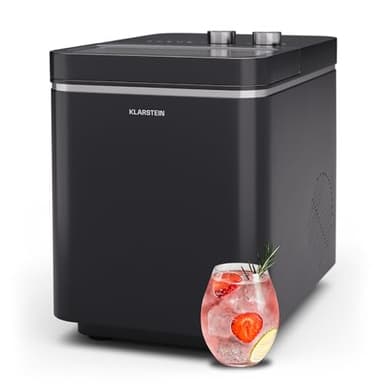 Klarstein IceCraft Machine à glaçons - 12 kg/24 h, Glaçons en 6 min, 2 tailles, machine à glaçons maison, petite machine à glaçons, design moderne, nettoyage auto, 150 W, noir
