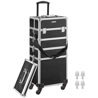 SONGMICS Valise à maquillage Mallette de maquillage Trolley à maquillage bijoux et cosmétique Beauty case Grande taille, JHZ06B