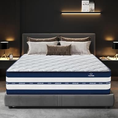Matelas 140x200 cm Premium, Très épais 26cm, HYBRIDE: Mousse à mémoire de Forme+Ressorts ensachés, Ergonomique, H3 Mi-ferme, Durable, 7 Zones, Hypoallergénique, Respirant, Support à Haute résilience