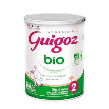 GUIGOZ BIO 2 de 6 mois jusqu'à 1 an - Lait bébé 2ème âge en poudre de 6 mois - Boîte de 800g