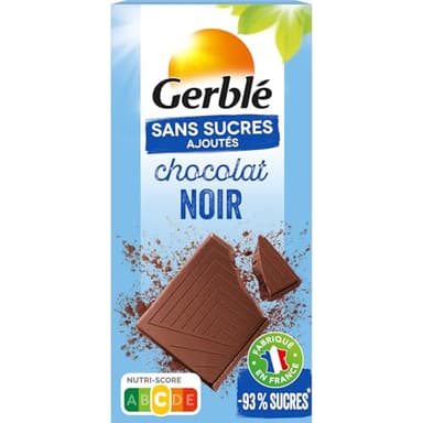 Gerblé Tablette Chocolat Noir Sans Sucres Ajoutés – Chocolat Intense Sans Huile de Palme, Idéal pour une Pause Gourmande, 80g