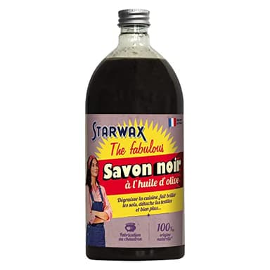 STARWAX THE FABULOUS - Savon Noir à l'Huile d'Olive - Dégraisse - Détache, Fait Briller - 100% d'Origine Naturelle - Cuisine, Sols - Convient pour le Toilettage - Fabrication Française - 1L