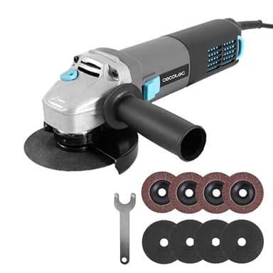 Cecotec Meuleuse d’Angle Électrique RadialPower 1000 Filtra. 1000W, Filtres pour Protéger le Moteur, Compatible avec des Disques de 125mm, Vitesse Jusqu’à 16 000 tr/min, Inclut 8 Disques et Mallette