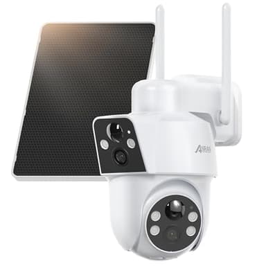 ANRAN Caméra de surveillance extérieure solaire PTZ 360° avec double caméra