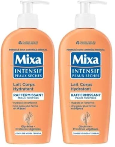 Mixa Intensif Peaux Sèches Lait Corps Hydratant Raffermissant, 250 ml (Lot de 2)