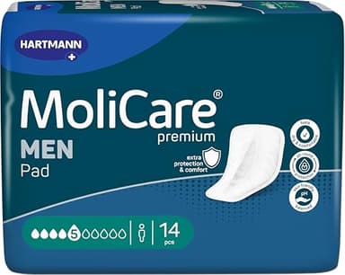 MoliCare Premium Men Pad Lot de 14 serviettes anti-fuites pour homme Protection contre les fuites modérées avec protections anti-fuites, sensation de séchage instantané, protection avancée de la peau