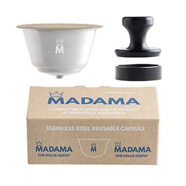 Madama - Capsule rechargeable et réutilisable compatible avec Dolce Gusto. Acier inoxydable et silicone de qualité alimentaire. Pack de 1 dosette