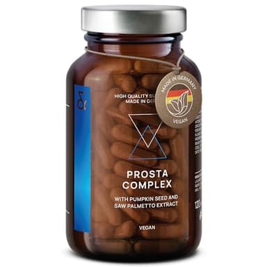 Prostate et Confort Urinaire - Saw Palmetto + Pépin de Courge + Ail Noir + Ortie + Broccoli + Granade + Zinc & Sélénium - 120 Gélules - Prosta Complex pour Homme