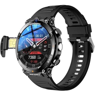 Montre intelligente avec carte SIM 4G, écran rond de 1,39 pouces, double caméra, NFC, étanche IP67, passe/reçoit des appels, convient aux hommes