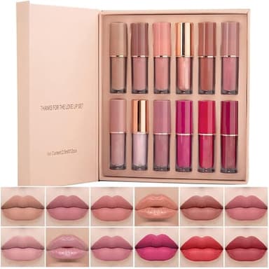 Ensemble de maquillage de rouge à lèvres, pigments intenses, ensemble de cadeau de maquillage pour les lèvres longue durée imperméable (12 couleurs) - cadeaux pour les femmes (A)
