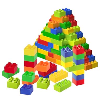 Cabeeskii Grand Jeu de Construction, 108 pièces de Briques en 6 Couleurs et 2 Dimensions, Compatible avec Duplo et Toutes Les Grandes Marques, Jouet idéal pour Les Enfants de 3 Ans et Plus.