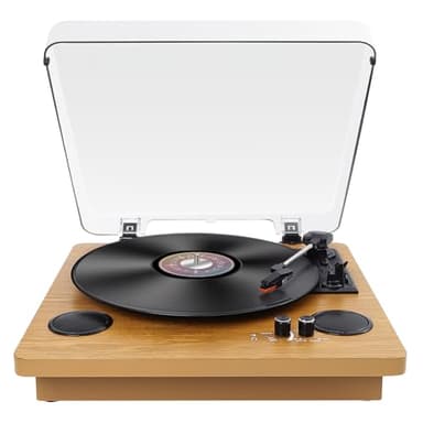 VIFLYKOO Platine Vinylec, Tourne Disque Vinyle Bluetooth 5.4 avec 3 Vitesses 33/45/78 TR/Min, Lecteur Vinyle LP 2 Haut-parleurs, USB, Entrée AUX, Sortie RCA