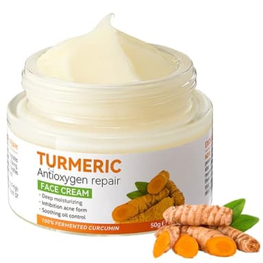 Crème Éclaircissant Curcuma Visage, Crème Anti-Rides Curcuma, Crème Hydratante Visage, Crème Anti âge, Turmeric Face Cream pour les Taches Sombres, 50g
