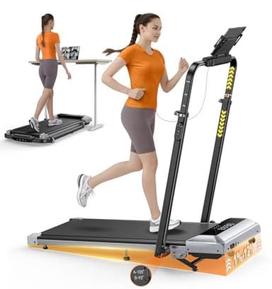 Tapis de Course 6 en 1, Pente 1%-6%-12%, Vitesse 12km/h, Hauteur de la Colonne Montante télescopique 115CM, Angle de la Colonne Montante 95°-105°, 2.5 HP, Compact et Portable,Adapté aux familles