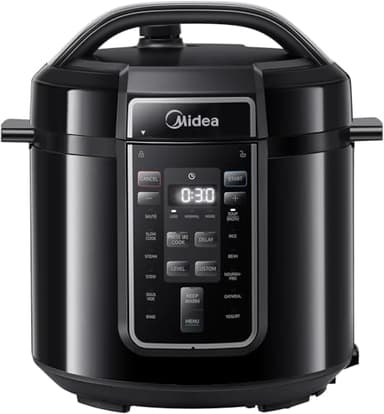 Midea Autocuiseur Électrique Rapide 9-en-1, 12 Programmes Prédéfinis, Multicuiseur Inox Instantané, Pot Antiadhésif, Yaourtière, Cuiseur de Riz, Cuisson Lente, Sauté, Vapeur, 6L, Noir