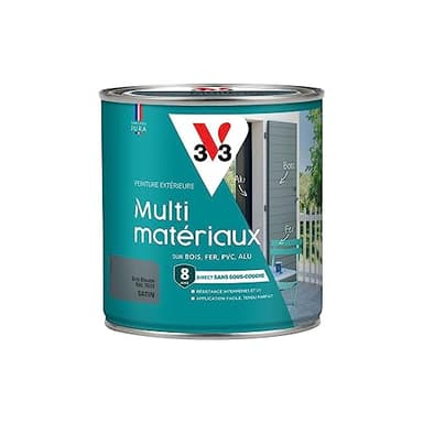 V33 Peinture extérieure multi-matériaux, Gris bleuté satin 0,5L
