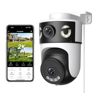 Reobiux 2K Camera Surveillance WiFi Exterieure avec Double Objectif, 2.4GHz Caméra Extérieur avec Vision Nocturne Couleur, Détection de Mouvement, Audio Bidirectionnel, Stockage SD/Cloud, IP66