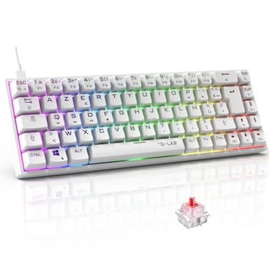 The G-Lab - Keyz Titanium - Clavier Gamer Blanc 65% AZERTY, USB - Clavier Mecanique Switch Rouge - RGB 100% Personnalisable, Anti-Ghosting, Macro programmable - pour PC, PS4, PS5, Xbox - New (Blanc)