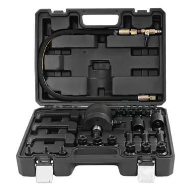 Extracteur d'injecteur, Extracteur d'injecteur pneumatique diesel - Kit complet avec 19 adaptateurs, 3 crochets d'extraction et marteau pneumatique - Pour Bosch/Delphi/Denso/Siemens (Noir)