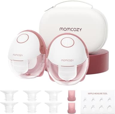 Momcozy Mobile Style | M6 Tire-Lait Electrique Mains Libres Portable, DoubleFit Double Scellé Anti-Fuite, avec 3 Modes & 9 Niveaux, Rythme Idéal pour Plus de Lait, 24mm (2, Rouge)