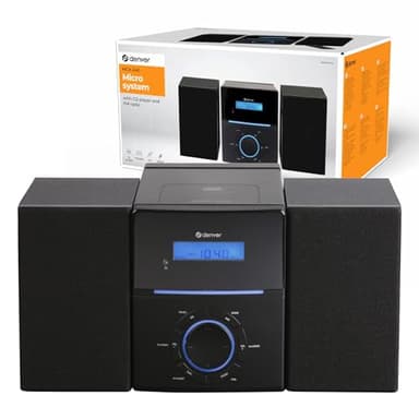 Denver Micro Chaine HiFi stéréo compacte - Radio FM - Lecteur CD - AUX - Fonction Horloge et Réveil - MCA240 - Noir