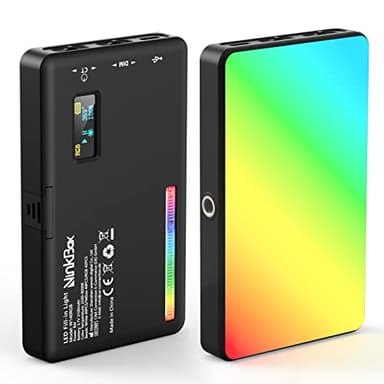 Panneau LED RGB sur Caméra, NinkBox Lumière Vidéo 140 LEDs 2500K-9000K, Luminosité Dimmable, CRI 95+, Eclairage Photo Lampe Portable pour Caméscopes DSLR, Photographie, Batterie Intégérée