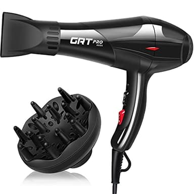 Sèche Cheveux Professionnel 3500W, Sèche-Cheveux Ionique Céramique avec Diffuseur, Puissant AC Moteur 3 Niveaux de Température 2 Vitesses (Noir)