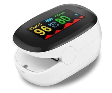 Oxymetre de Doigt Professionnel,Saturometre Oxymetre,Saturometre de pouls,Saturation Oxygène Doigt,pulse oximeter mit Écran LED Mesure SpO2 et PR(Blanc)