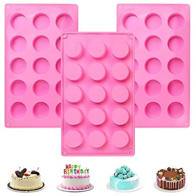 Favengo 3 PCS Moule Cylindrique en Silicone 15 Cavités pour Gâteau Rond, Cupcakes, Savons Faits Main, Muffins, Gâteau au Chocolat - 29,5 * 17,4 cm