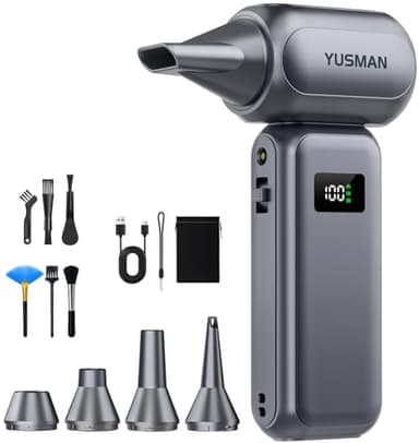 YUSMAN Souffleur à Air Comrimé Électrique 180000RPM - Mini Souffleur avec Réglage de Puissance 0-100% - pour Nettoyage PC, Clavier, Boîtier et Intérieur Auto