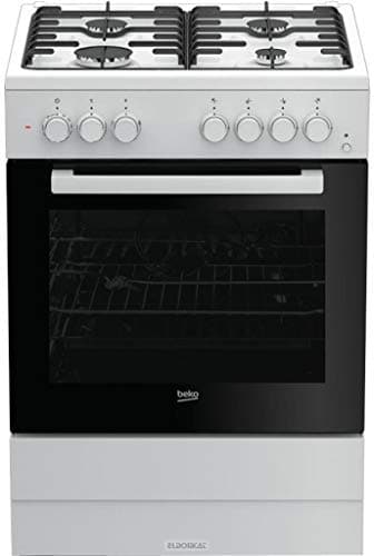 Beko FSST62110DW Cuisinière Cuisinière à gaz A Blanc four et cuisinière - Fours et cuisinières (Cuisinière, Blanc, boutons, Rotatif, En haut devant, Cuisinière à gaz, Moyenne)